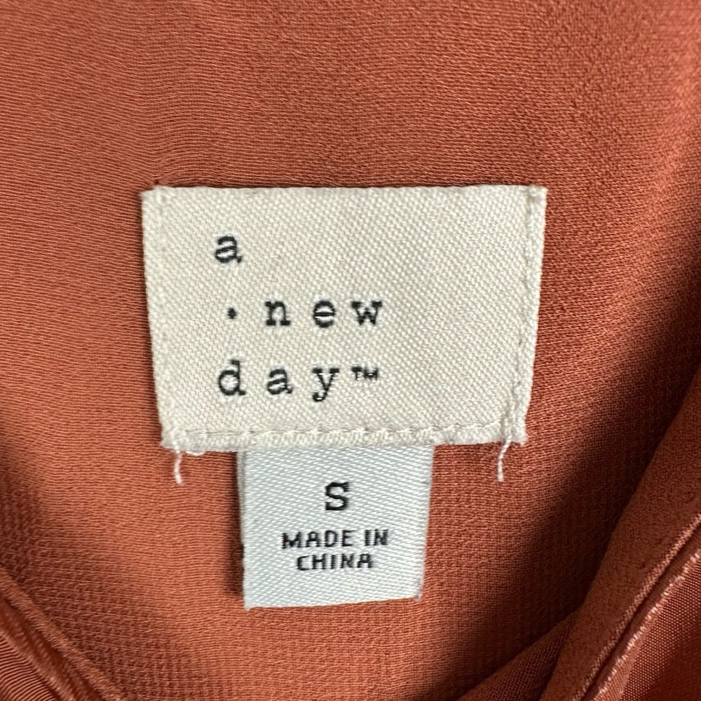 A New Day Cami Womens Small Copper Satin Tank Top Adjustable Straps Minimal Chic - Picture 4 of 8